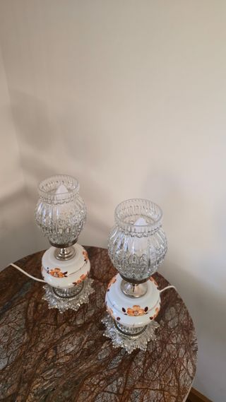 Par Candeeiros Anos 80 Vidro e Cerâmica