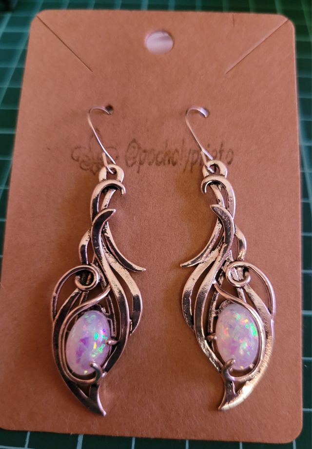 Pendientes Bohemios Ópalo Sintético Ovalado