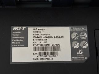 Pantalla Ordenador Acer Negra