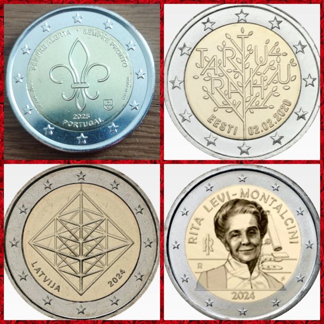 LOTE 6. 4 MONEDAS DE 2 EUROS SIN CIRCULAR 
