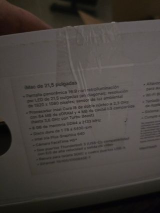 IMAC 21.5 2017 i5 2.3GHz 1TB 8GB RAM