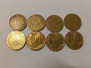8 Monedas 10 Céntimos Francia