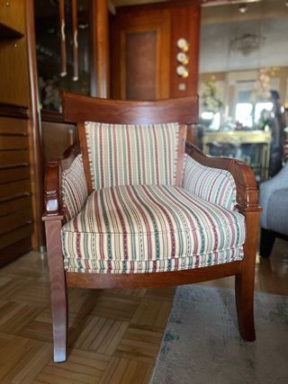 Sillón vintage madera y tela