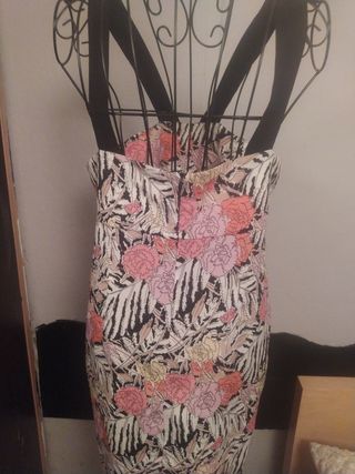 Vestido estampado floral poliéster