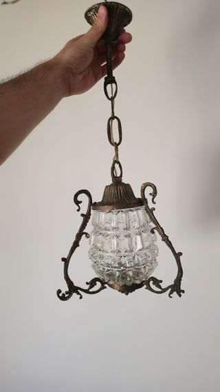 Candeeiro de teto em metal e vidro