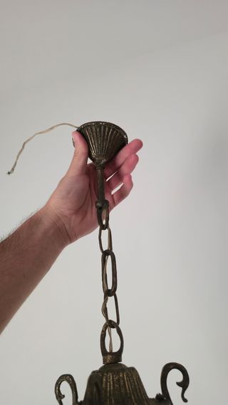 Candeeiro de teto em metal e vidro