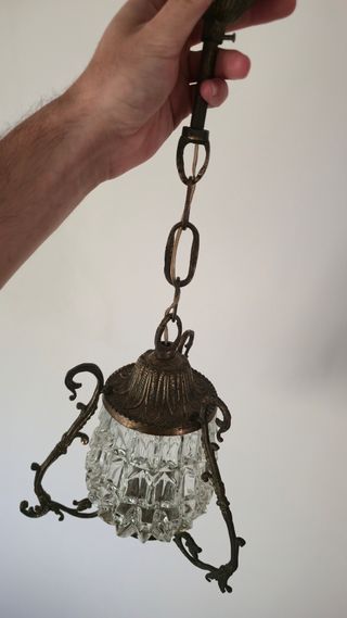 Candeeiro de teto em metal e vidro