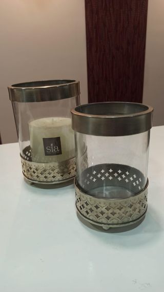 Portavelas de cristal y metal Sia Home Fashion