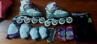 Patines en línea Oxelo talla junior + protecciones