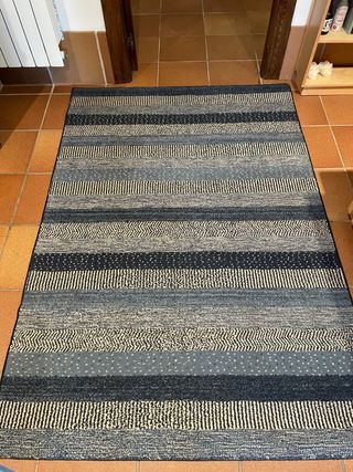 Alfombra rayas azul y gris