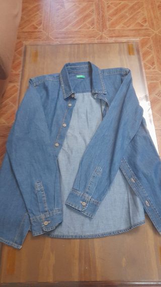 Camisa vaquera Benetton azul niño
