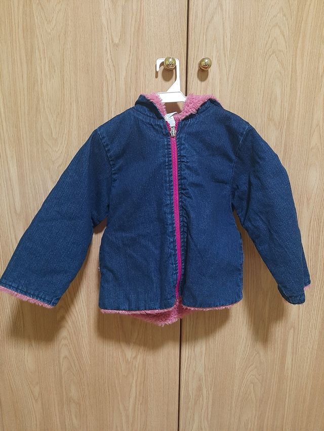 Chaqueta vaquera niña con forro rosa