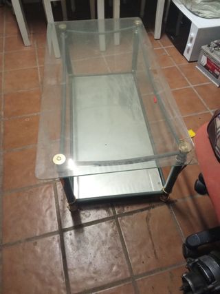 Mesa de centro cristal y metal