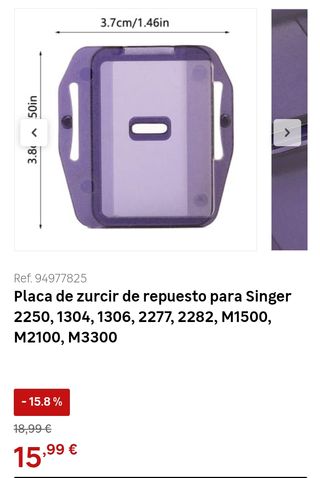 Piastra Zurcir Singer per macchina da cucire