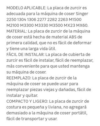Piastra Zurcir Singer per macchina da cucire