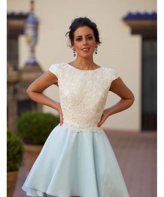 Vestido Silvia Navarro Blanco y Azul