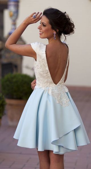 Vestido Silvia Navarro Blanco y Azul