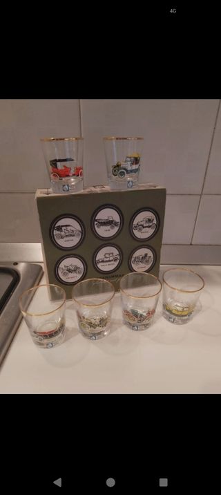 Set 6 Bicchieri Vintage Auto D'epoca