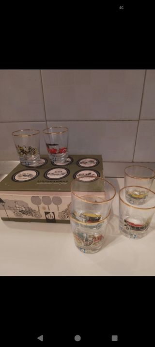 Set 6 Bicchieri Vintage Auto D'epoca