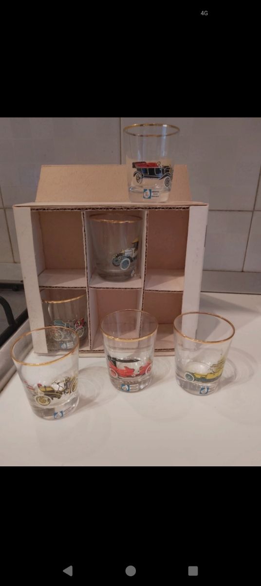 Set 6 Bicchieri Vintage Auto D'epoca