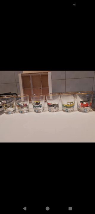 Set 6 Bicchieri Vintage Auto D'epoca