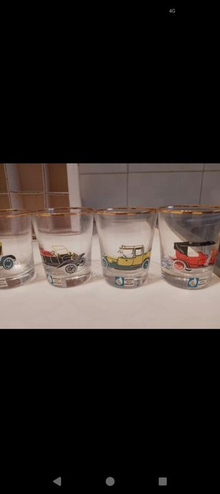 Set 6 Bicchieri Vintage Auto D'epoca