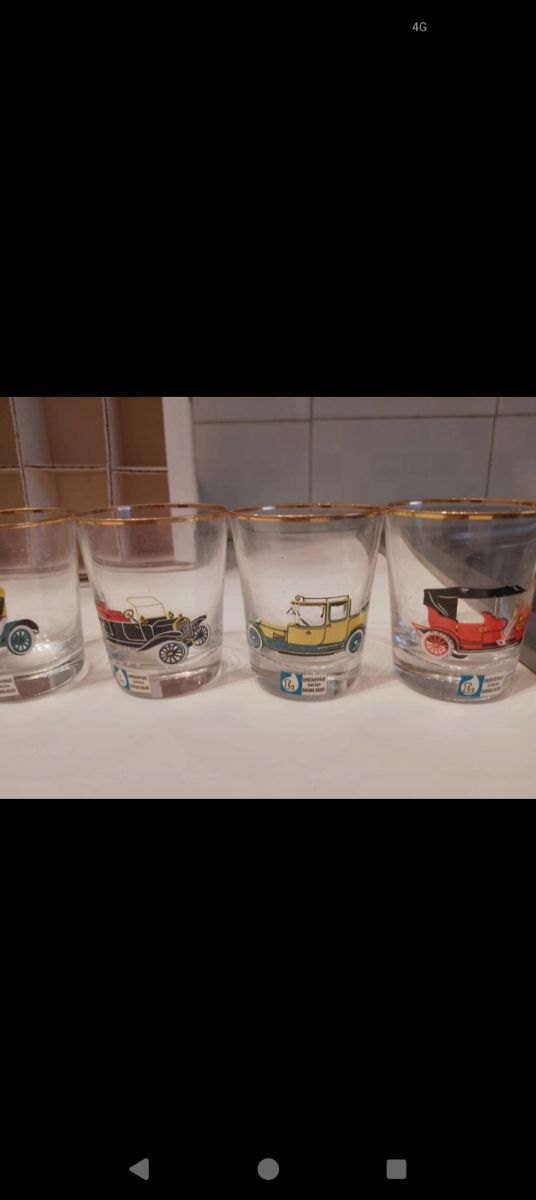 Set 6 Bicchieri Vintage Auto D'epoca