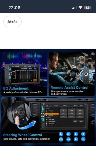 Radio Coche Doble DIN CarPlay/Android Auto