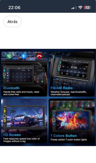 Radio Coche Doble DIN CarPlay/Android Auto