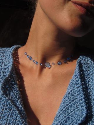Collana girocollo gocce d'acqua blu
