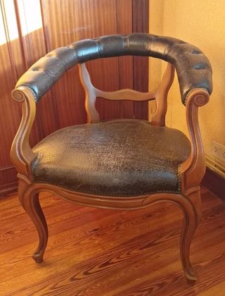 Butaca Herradura Vintage Cuero y Madera