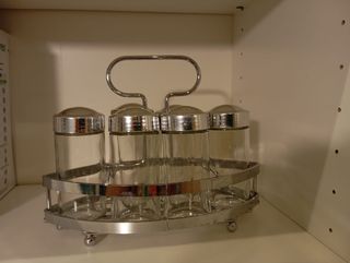 Especiero con 4 tarros de cristal