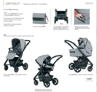 Cochecito bebé, 3 en 1, capazo, silla y huevo