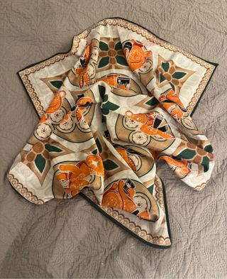 Foulard double face verde e arancione