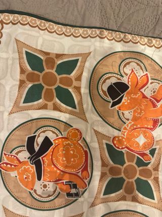 Foulard double face verde e arancione