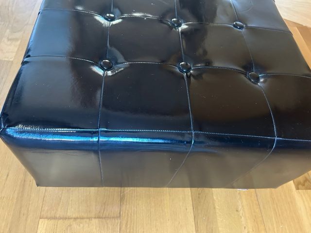 Puf Fisura Negro Piel Sintética