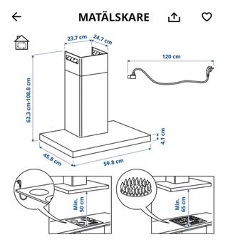 REGALO Cappa cucina Ikea MATÄLSKARE inox 60 cm