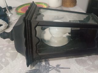 Aplique Exterior Negro Metálico y Cristal