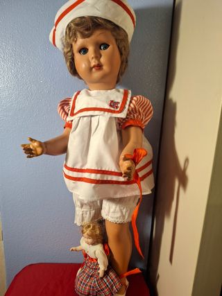 Bambola anni '50 composito h 56cm