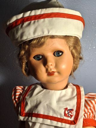 Bambola anni '50 composito h 56cm