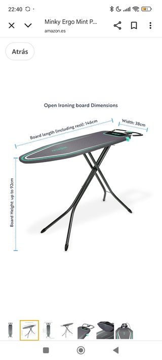 Tabla de planchar Minky Prozone Mint