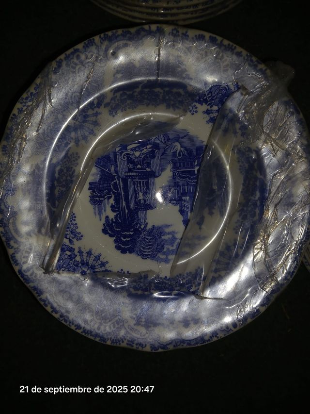 Vajilla Vintage Azul y Blanco