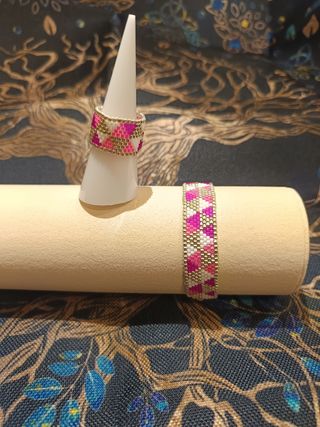 Pulsera Miyuki Rosa y Plata