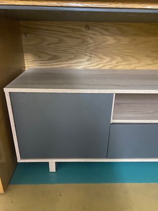Mueble TV moderno madera y gris