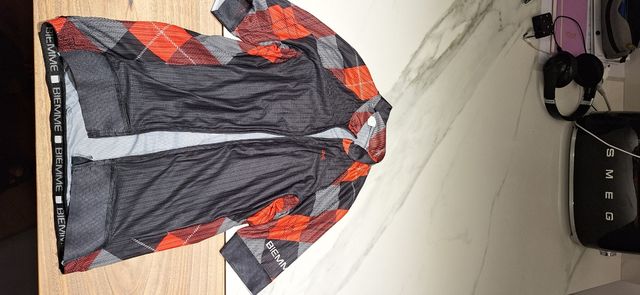 Maglia ciclismo BIEMME a scacchi rossa e nera