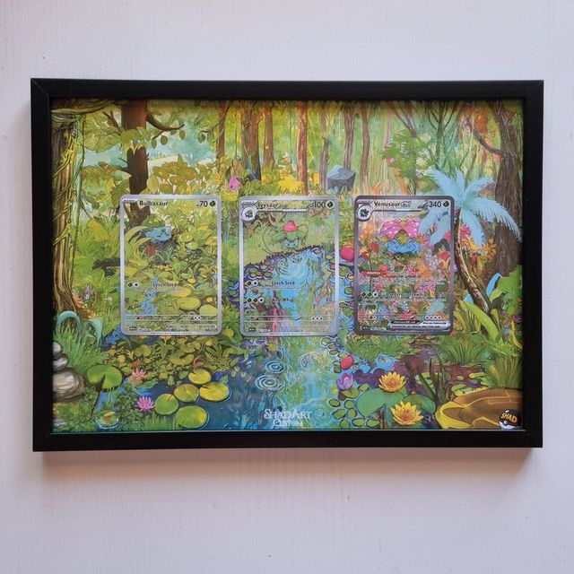 Cornice Pokemon Evoluzione Bulbasaur Arte 20x30