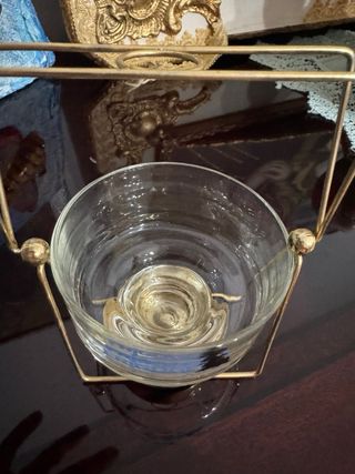 Portaghiaccio in vetro e metallo dorato