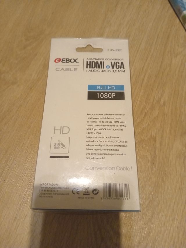 Adaptador VGA a HDMI más audio jack 3,5mm