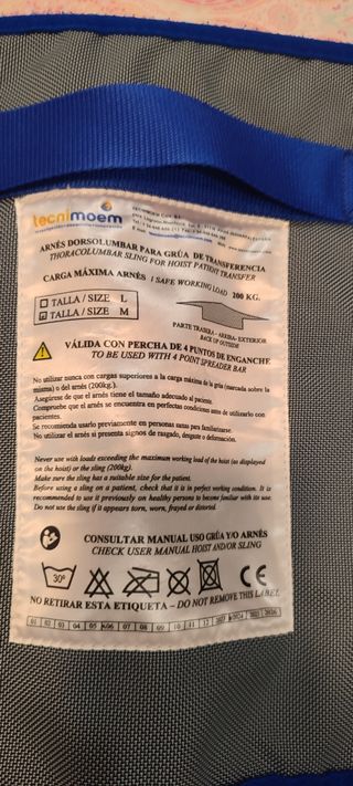 Arnés para grua , movilidad reducida.