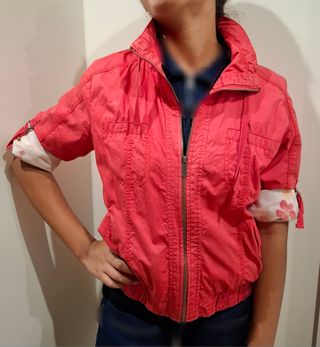 Cazadora niña coral/fucsia